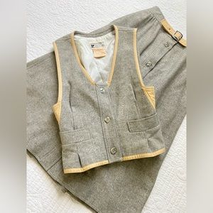 Courreges Paris vintage skirt, vest woman’s wool suit